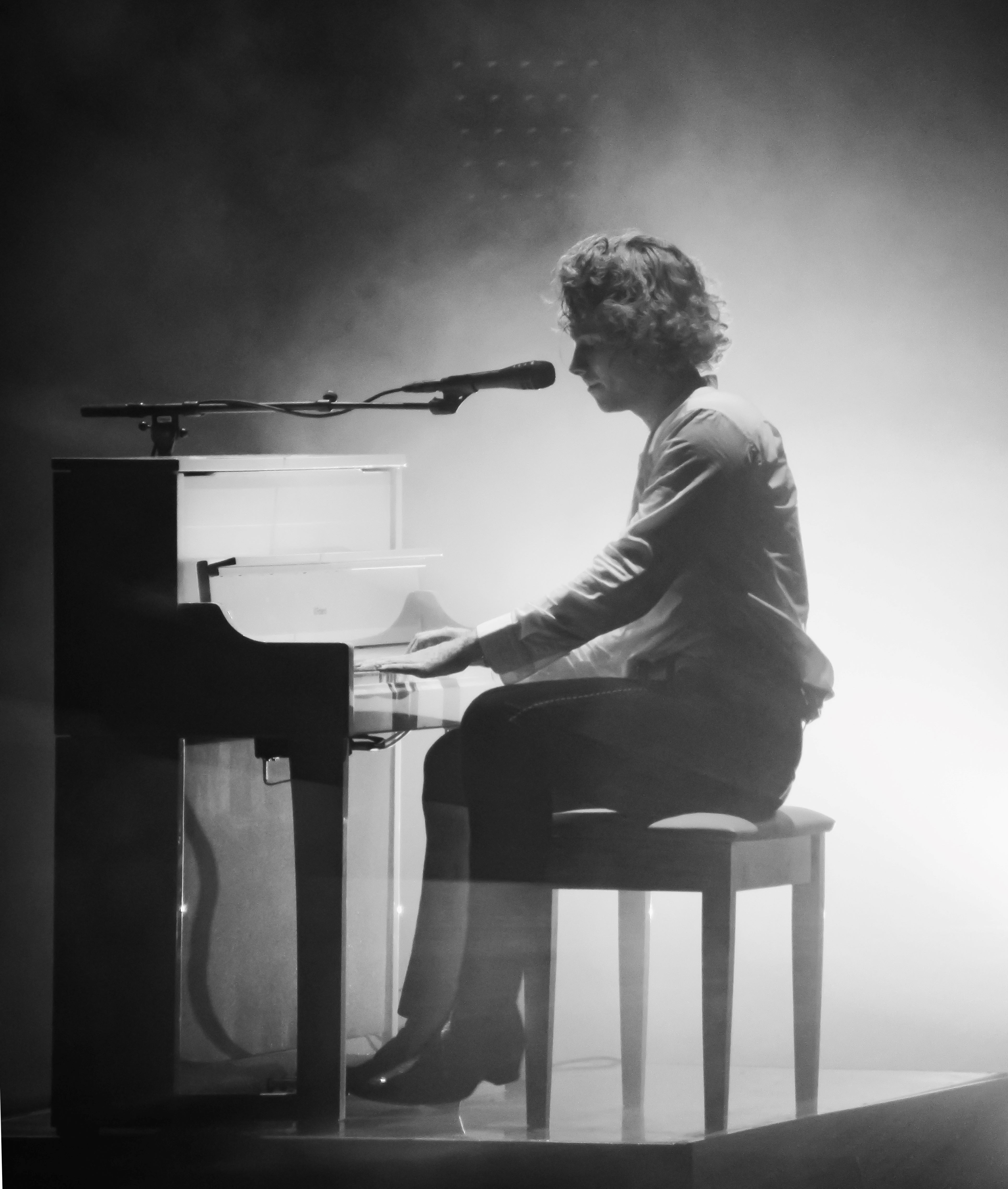 Black and White of Piano Player